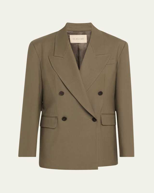 Antonella Double-Breasted Wool Twill Blazer